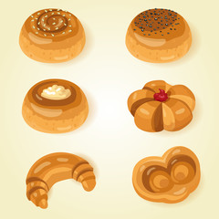 Set of sweet buns. Vector illustration