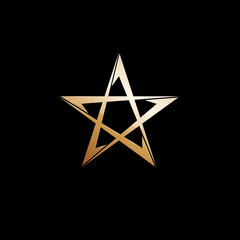 Vector logo golden star on black background