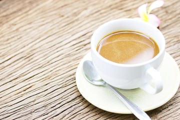 Coffee and dessert on wooden table