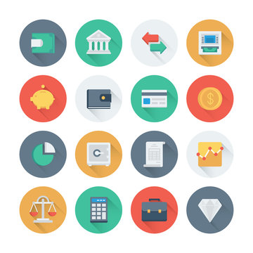 Pixel perfect finance and money flat icons