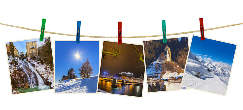 Austria mountains ski photography on clothespins