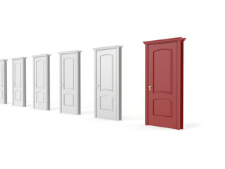 red wood door