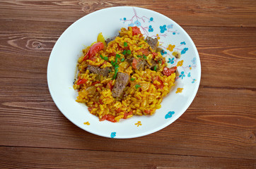 East Indian Biryani Rice Dish with Meat