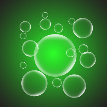 Abstract background with green glossy bubble