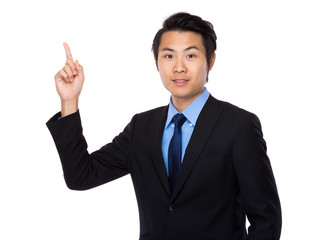 Businessman with finger point up