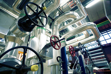 Industrial zone, Steel pipelines, valves and cables