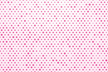 white background with pink polka dots - obrazy, fototapety, plakaty