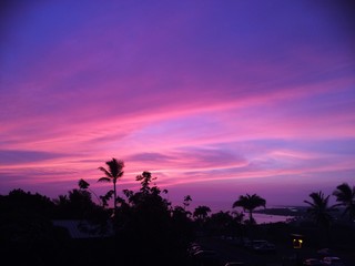 purple sunset in Hawaii