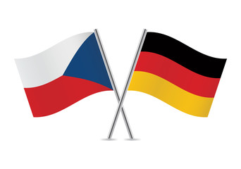 German and Czech flags. Vector illustration.