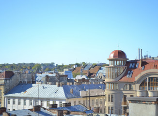 Fototapeta na wymiar landscape of old town at sunny morning