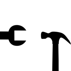 Black spanner with hammer