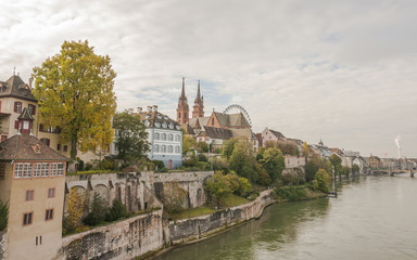 Basel, Altstadt, Rhein, Münster, Rheinufer, Herbst, Schweiz