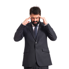 frustrated businessman over isolated white background