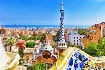 Abwaschbare Fototapete Barcelona Wunderschöner und erstaunlicher Park Guel in Barcelona.