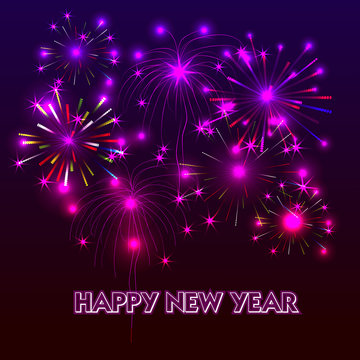 Happy New Year with fireworks background vector illustration