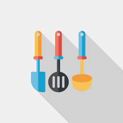 kitchenware spatula flat icon with long shadow,eps10