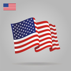 Naklejka premium Flat and waving American Flag. Vector