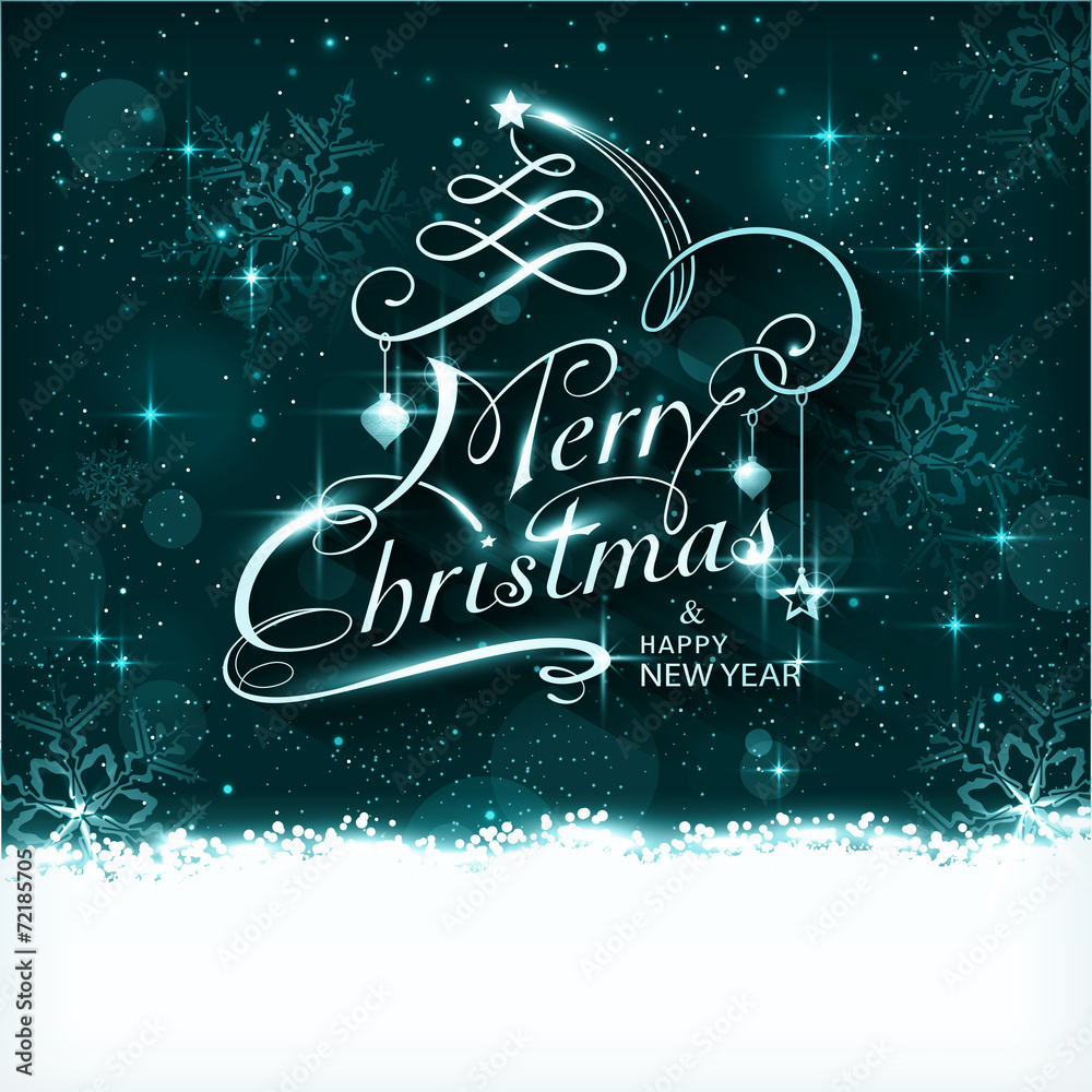 Sticker magic christmas night typography card