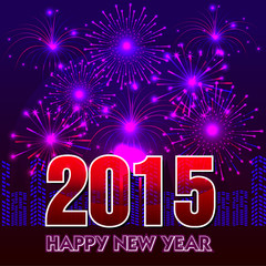 Happy New Year with fireworks background vector illustration