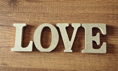 wooden letters with word love