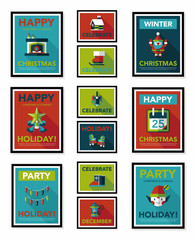 Christmas poster flat banner design flat background set, eps10