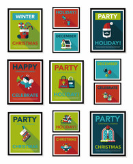 Christmas poster flat banner design flat background set, eps10