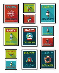 Christmas poster flat banner design flat background set, eps10