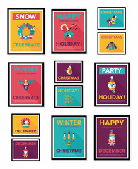 Christmas poster flat banner design flat background set, eps10