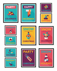 Christmas poster flat banner design flat background set, eps10