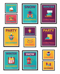 Christmas poster flat banner design flat background set, eps10