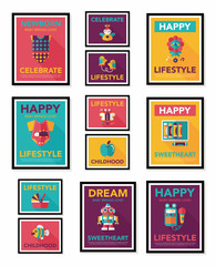 Baby poster flat banner design flat background set, eps10