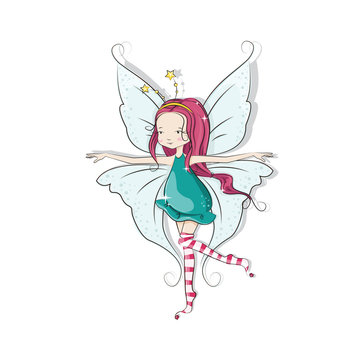 Cute Christmas fairy. Vector illustration