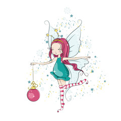 Obraz na płótnie Canvas Cute Christmas fairy. Vector illustration