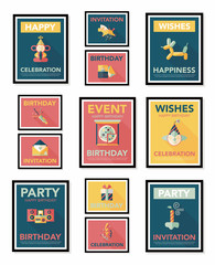 Birthday poster flat banner design flat background set, eps10