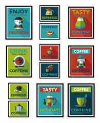 Coffee poster flat banner design flat background set, eps10