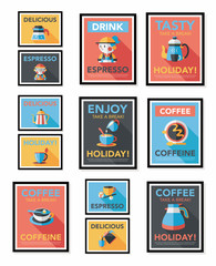 Coffee poster flat banner design flat background set, eps10