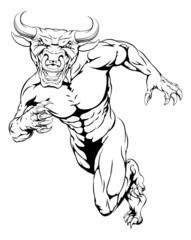Running bull mascot