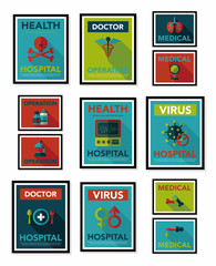 Hospital poster banner design flat background set, eps10