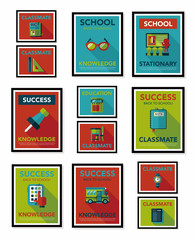 School poster flat banner design flat background set, eps10