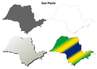 Sao Paulo blank outline map set