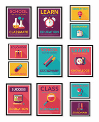 School poster flat banner design flat background set, eps10