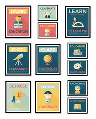 School poster flat banner design flat background set, eps10