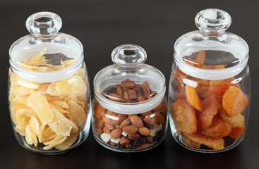 Healthy Snacks in glass jars