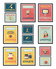 Sport poster flat banner design flat background set, eps10