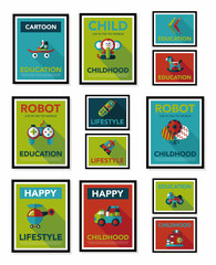 Toy poster flat banner design flat background set, eps10