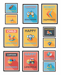 Toy poster flat banner design flat background set, eps10
