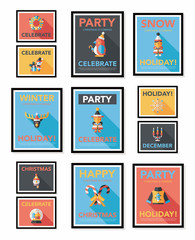 Christmas poster flat banner design flat background set, eps10