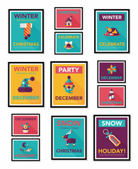 Christmas poster flat banner design flat background set, eps10