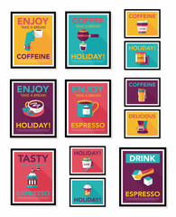 Coffee poster flat banner design flat background set, eps10