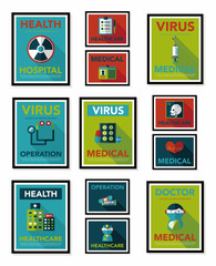 Hospital poster banner design flat background set, eps10